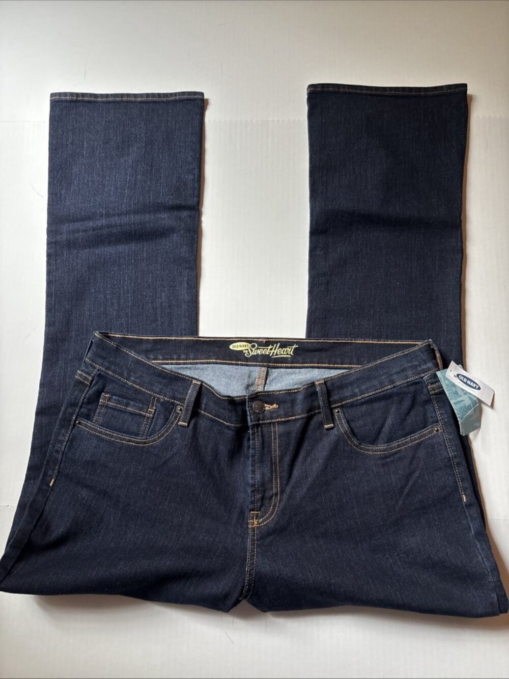 Old Navy Sweetheart Jeans Womens 16 Blue Dark Wash Bootcut Regular Stretch Denim